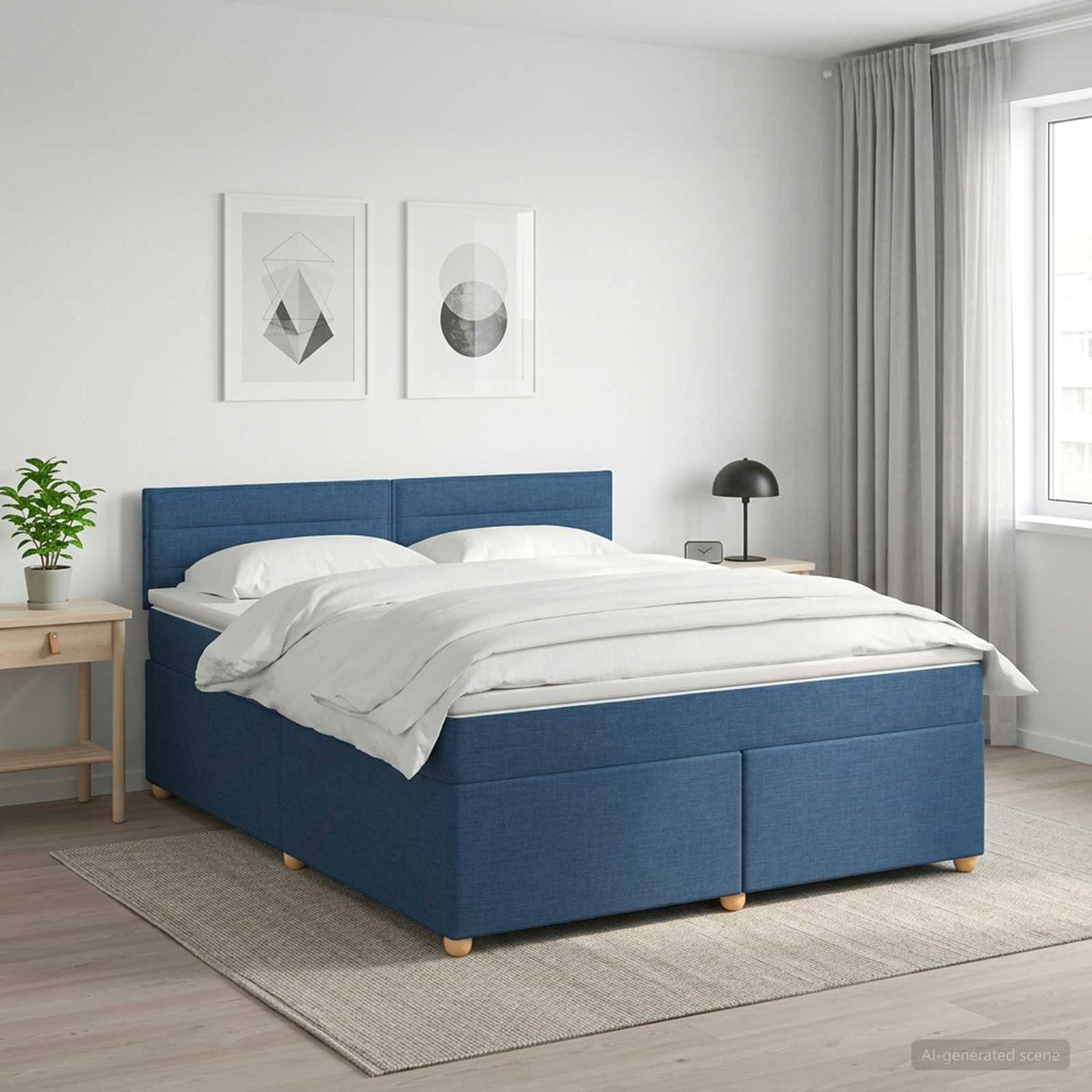 Boxspring krevet s madracem Plava 160 x 200 cm Tkanina
