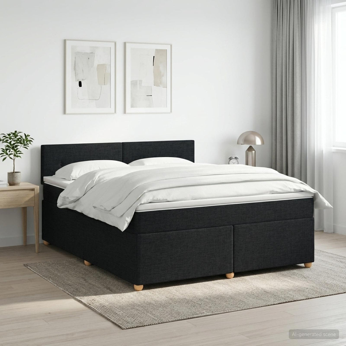 Boxspring krevet s madracem Crna 180 x 200 cm Tkanina
