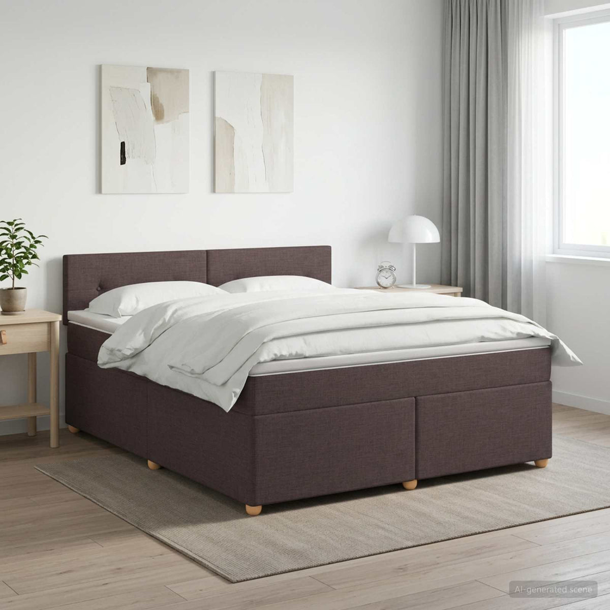 Boxspring krevet s madracem Tamno smeđa 140 x 190 cm Tkanina
