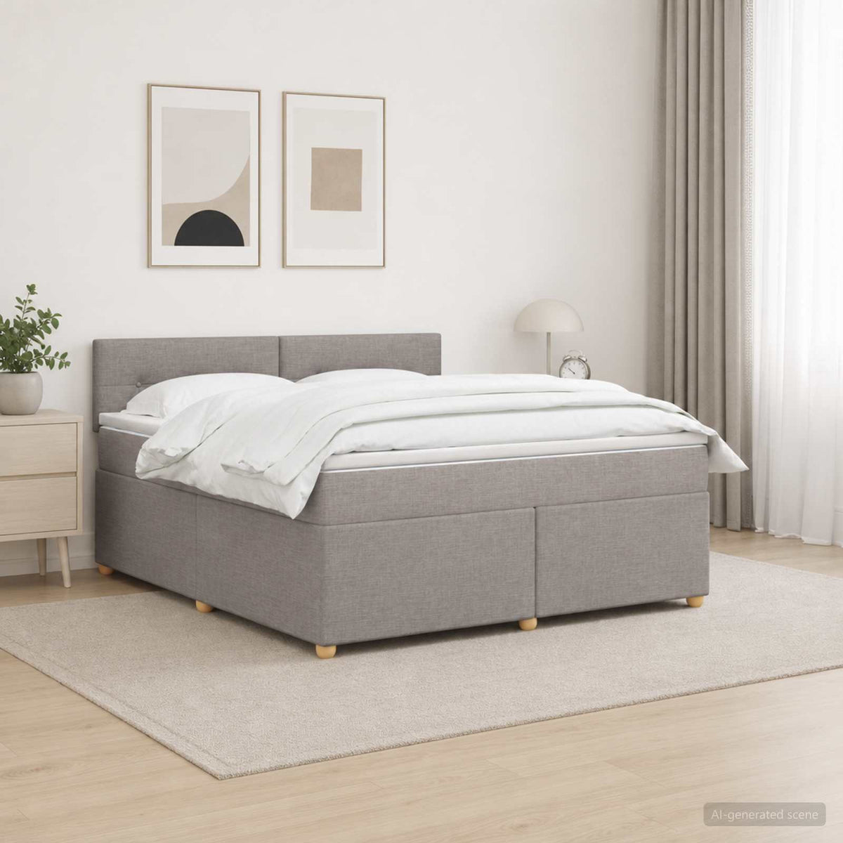 Boxspring krevet s madracem Sivosmeđa 140 x 200 cm Tkanina