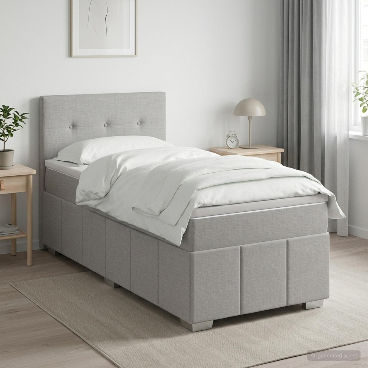 Boxspring krevet s madracem Svjetlosiva 100 x 200 cm Tkanina
