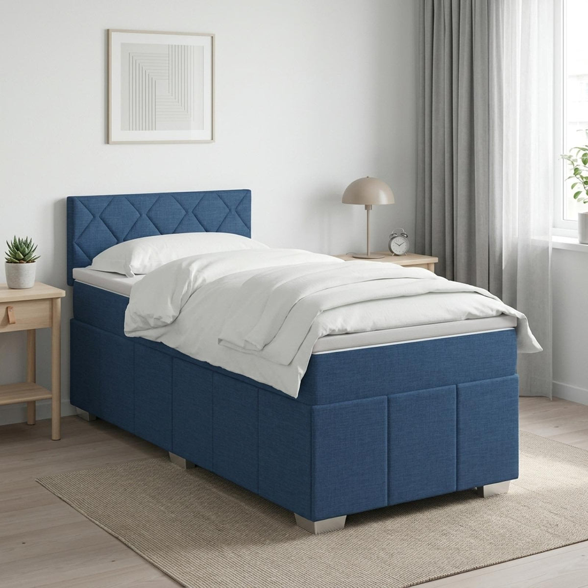 Boxspring krevet s madracem Plava 100 x 200 cm Tkanina