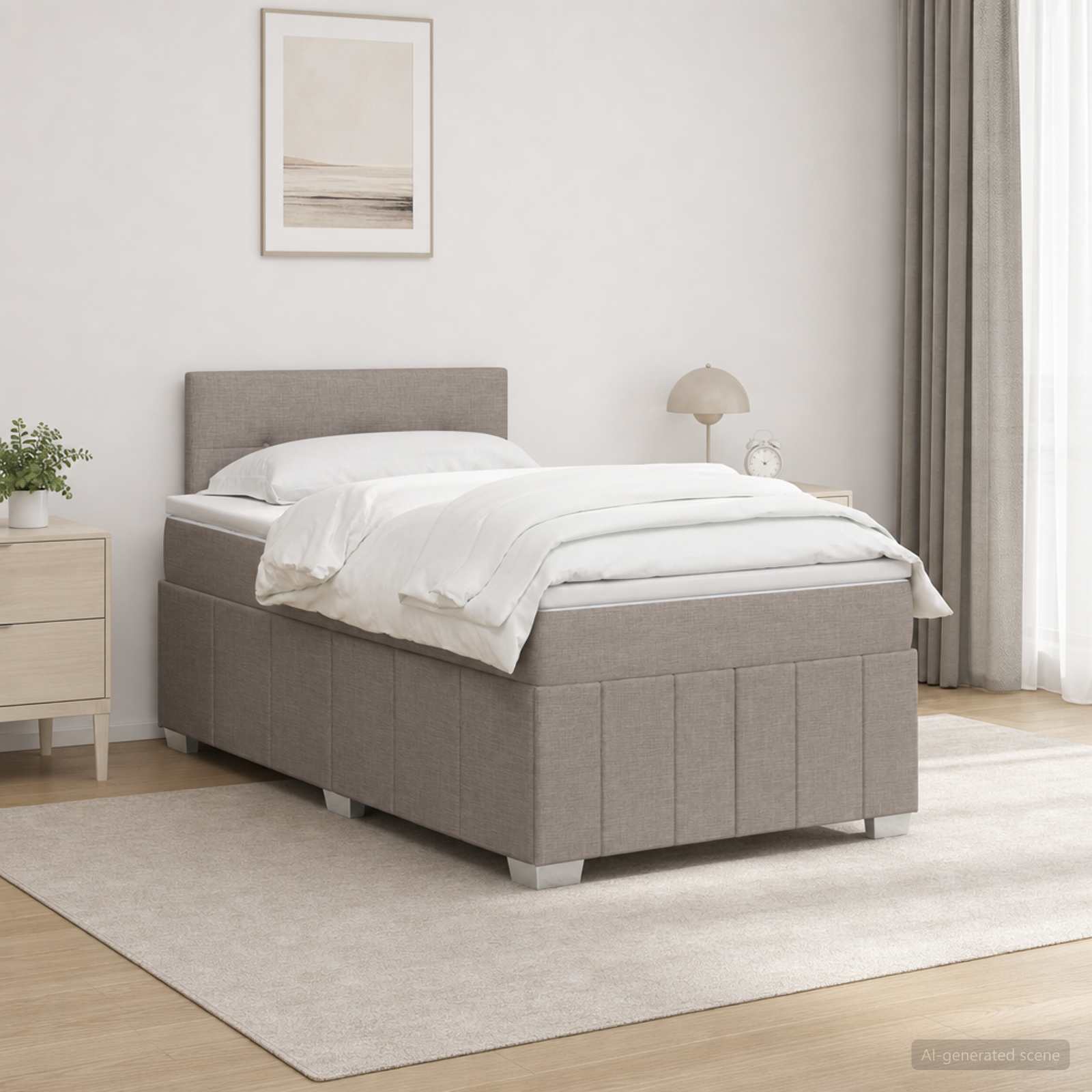 Boxspring krevet s madracem Sivosmeđa 120 x 190 cm Tkanina