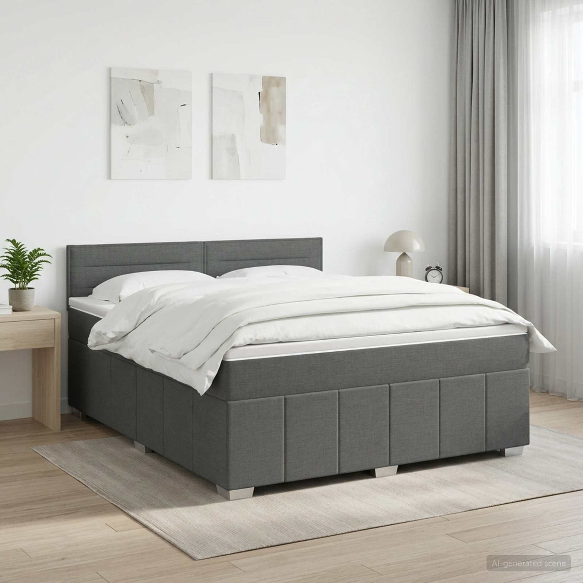 Boxspring krevet s madracem Tamnosiva 140 x 200 cm Tkanina 200 x 140 x 88 cm