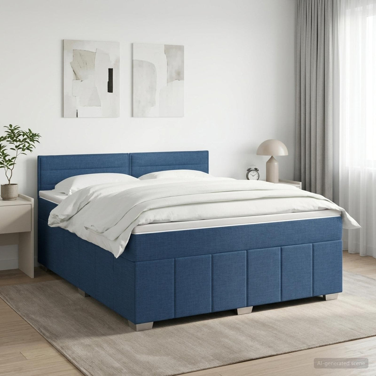 Boxspring krevet s madracem Plava 160 x 200 cm Tkanina