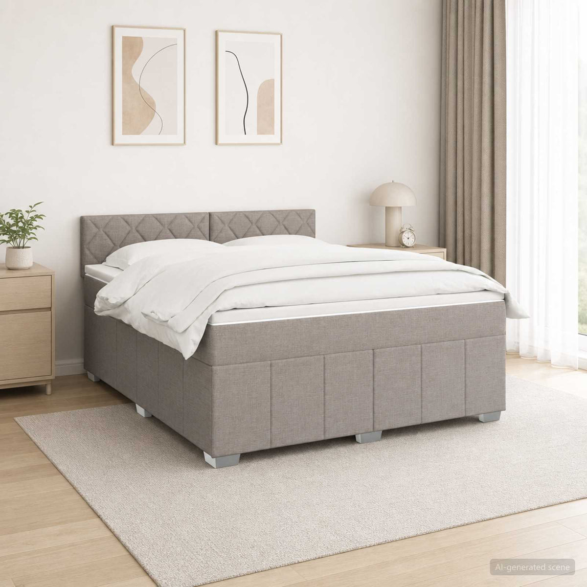 Boxspring krevet s madracem Sivosmeđa 180 x 200 cm Tkanina Smeđesiva 202 x 183.5 x 88 cm