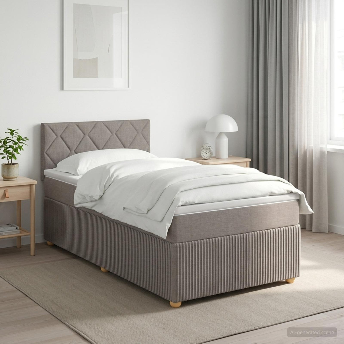 Boxspring krevet s madracem Sivosmeđa 90 x 200 cm Tkanina