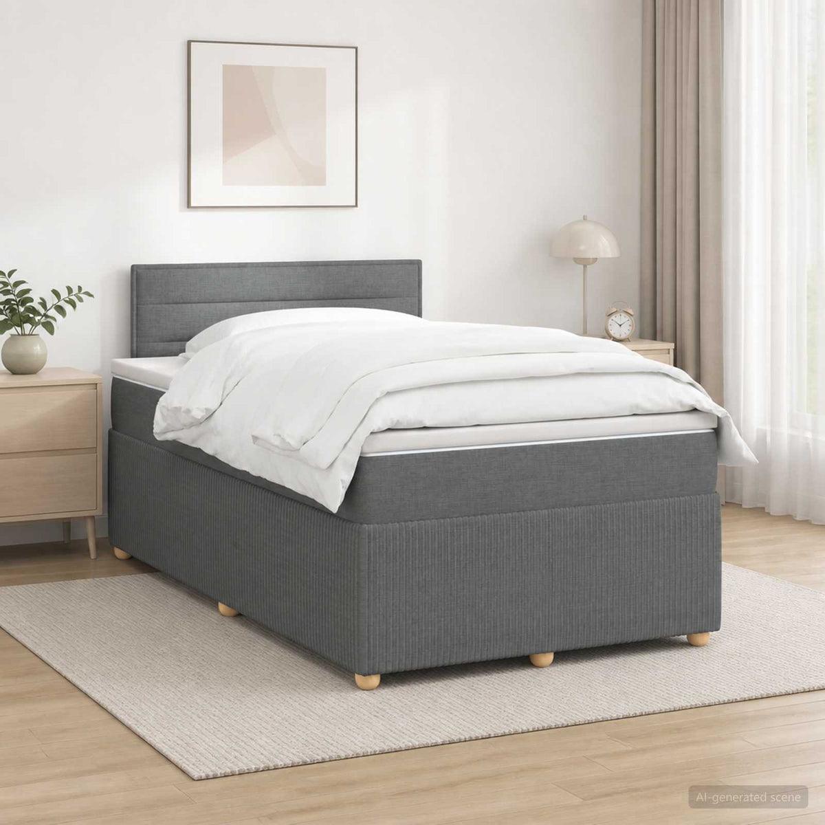 Boxspring krevet s madracem Tamnosiva 120 x 190 cm Tkanina