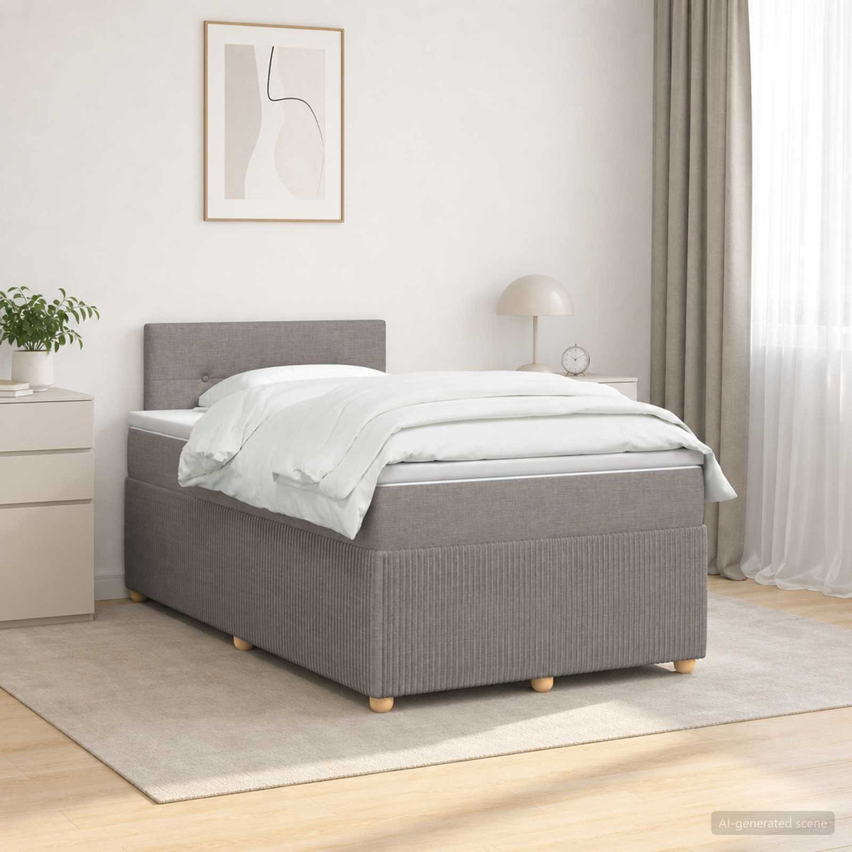 Boxspring krevet s madracem Sivosmeđa 120 x 190 cm Tkanina