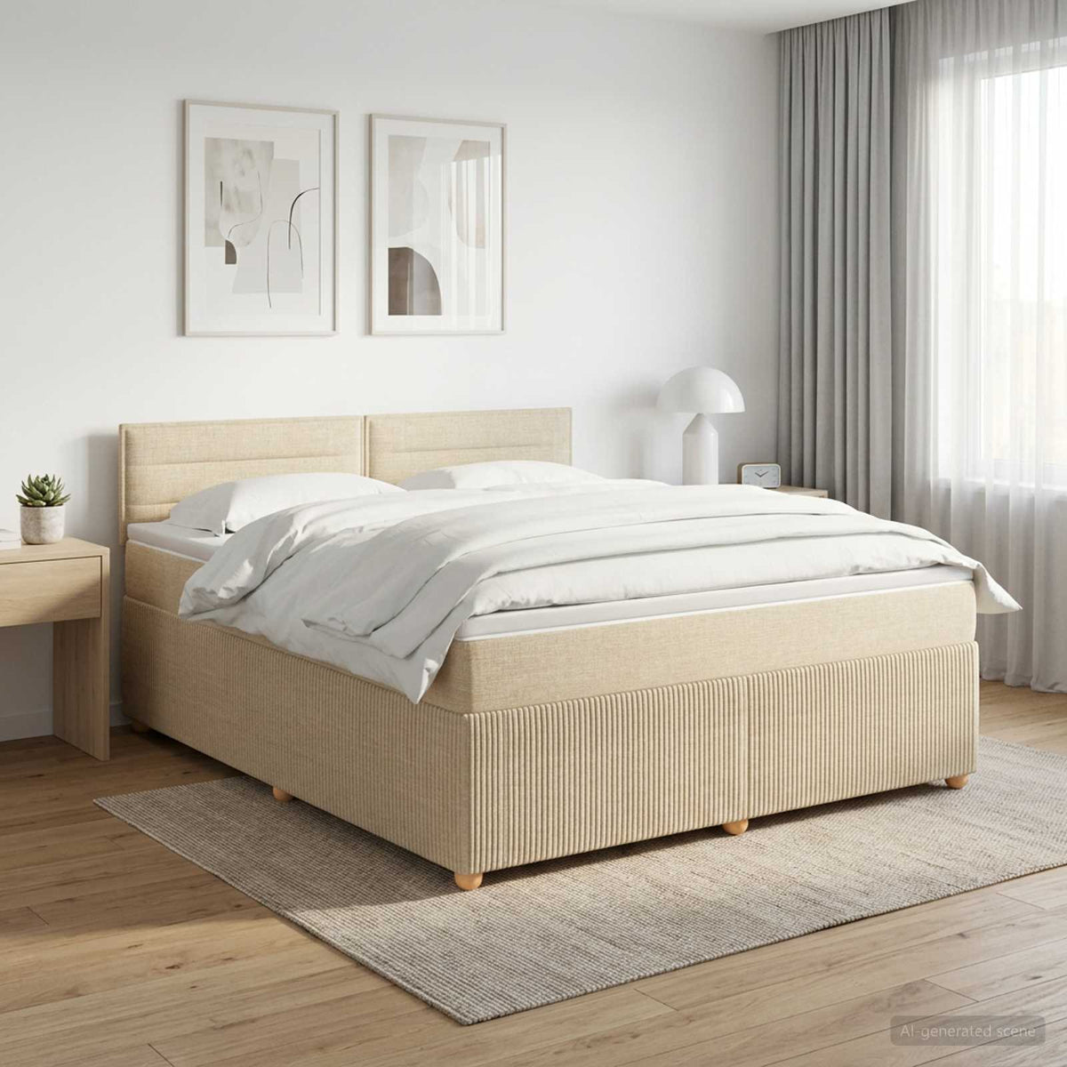 Boxspring krevet s madracem Krem 180 x 200 cm Tkanina