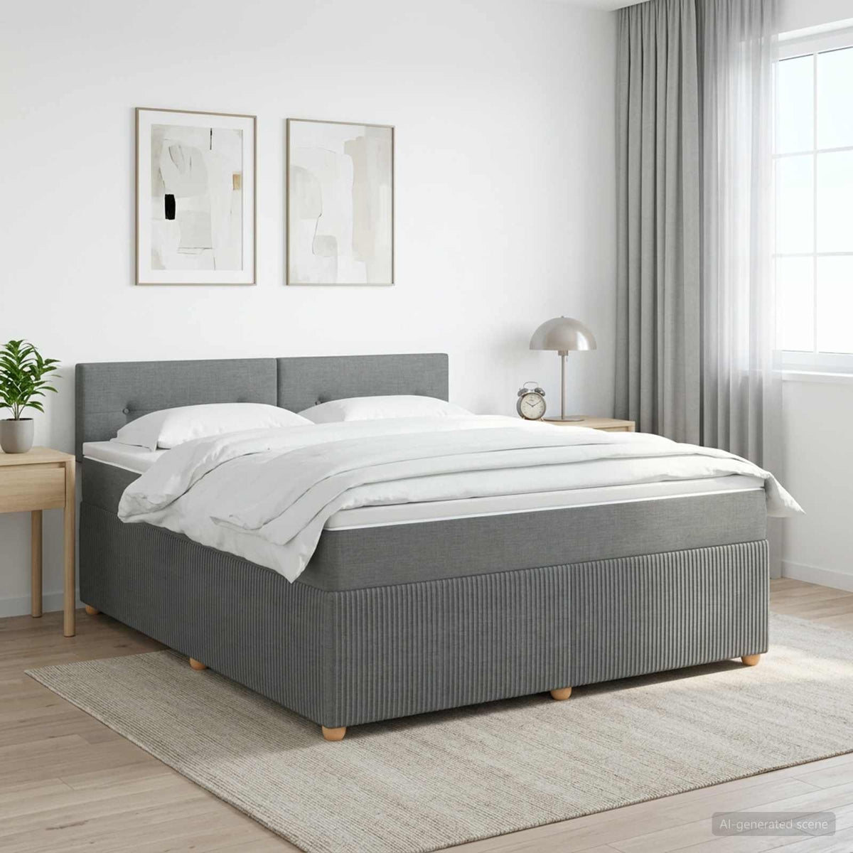 Boxspring krevet s madracem Tamnosiva 140 x 200 cm Tkanina