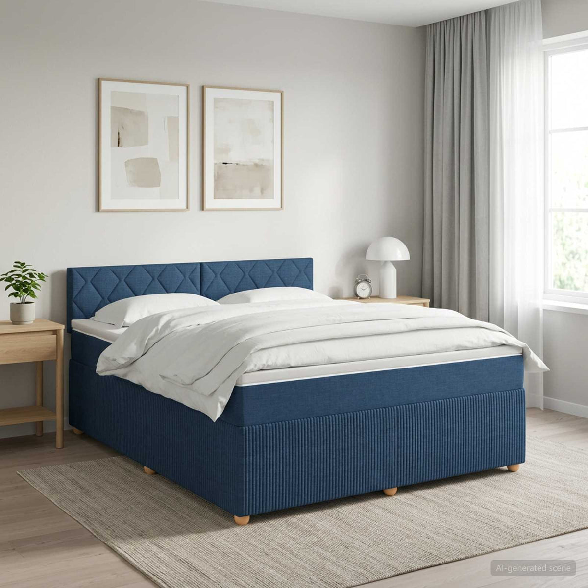 Boxspring krevet s madracem Plava 160 x 200 cm Tkanina