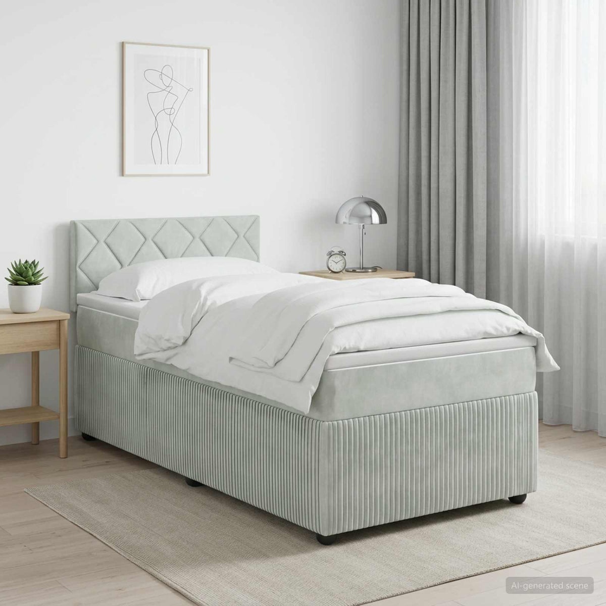 Boxspring krevet s madracem Svjetlosiva 90 x 190 cm Baršun