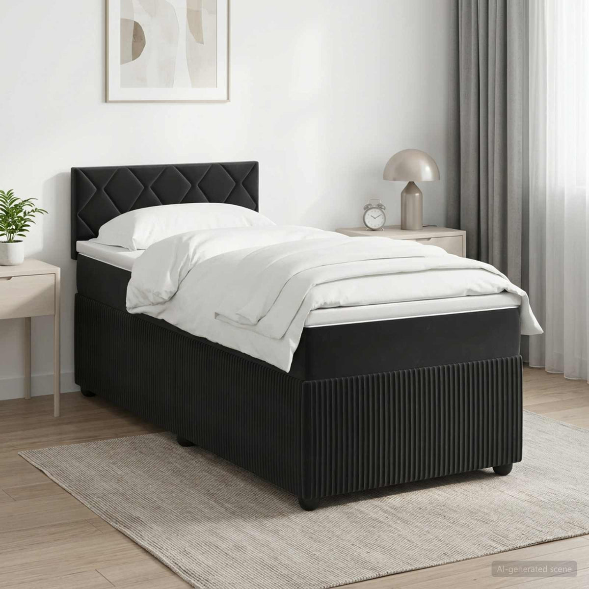 Boxspring krevet s madracem Crna 100 x 200 cm Baršun