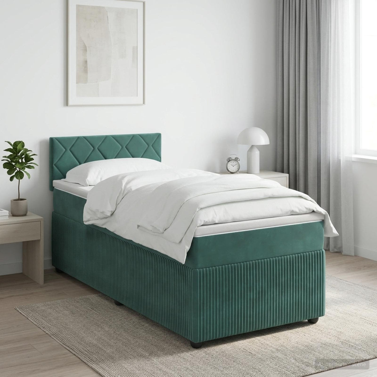 Boxspring krevet s madracem Tamnozelena 90 x 200 cm Baršun