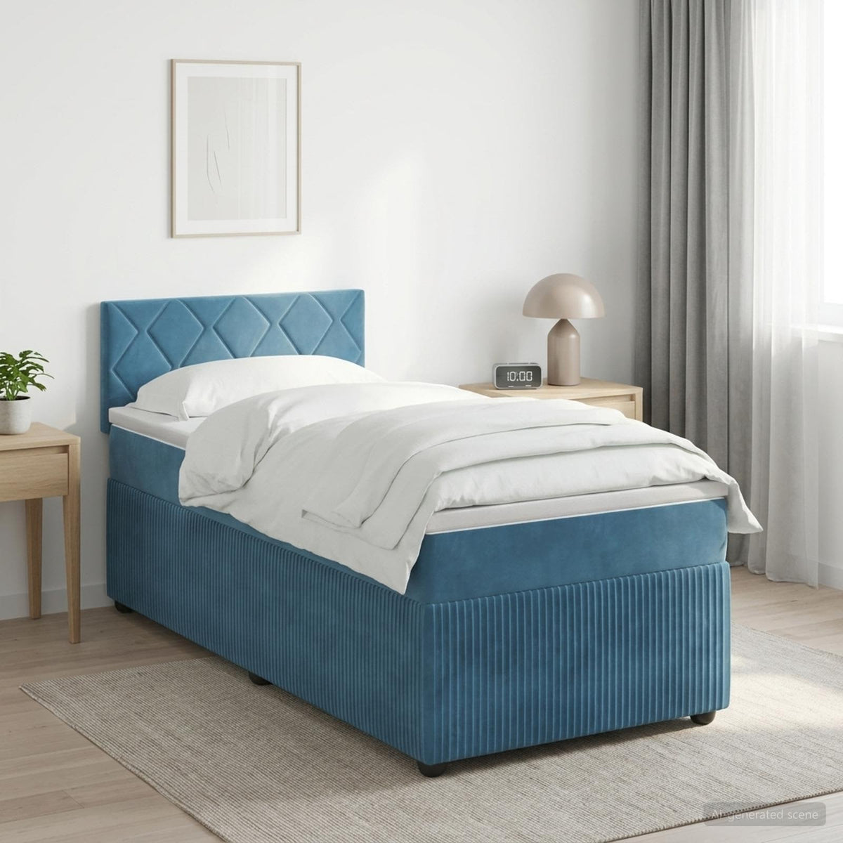 Boxspring krevet s madracem Tamno plava 80 x 200 cm Baršun