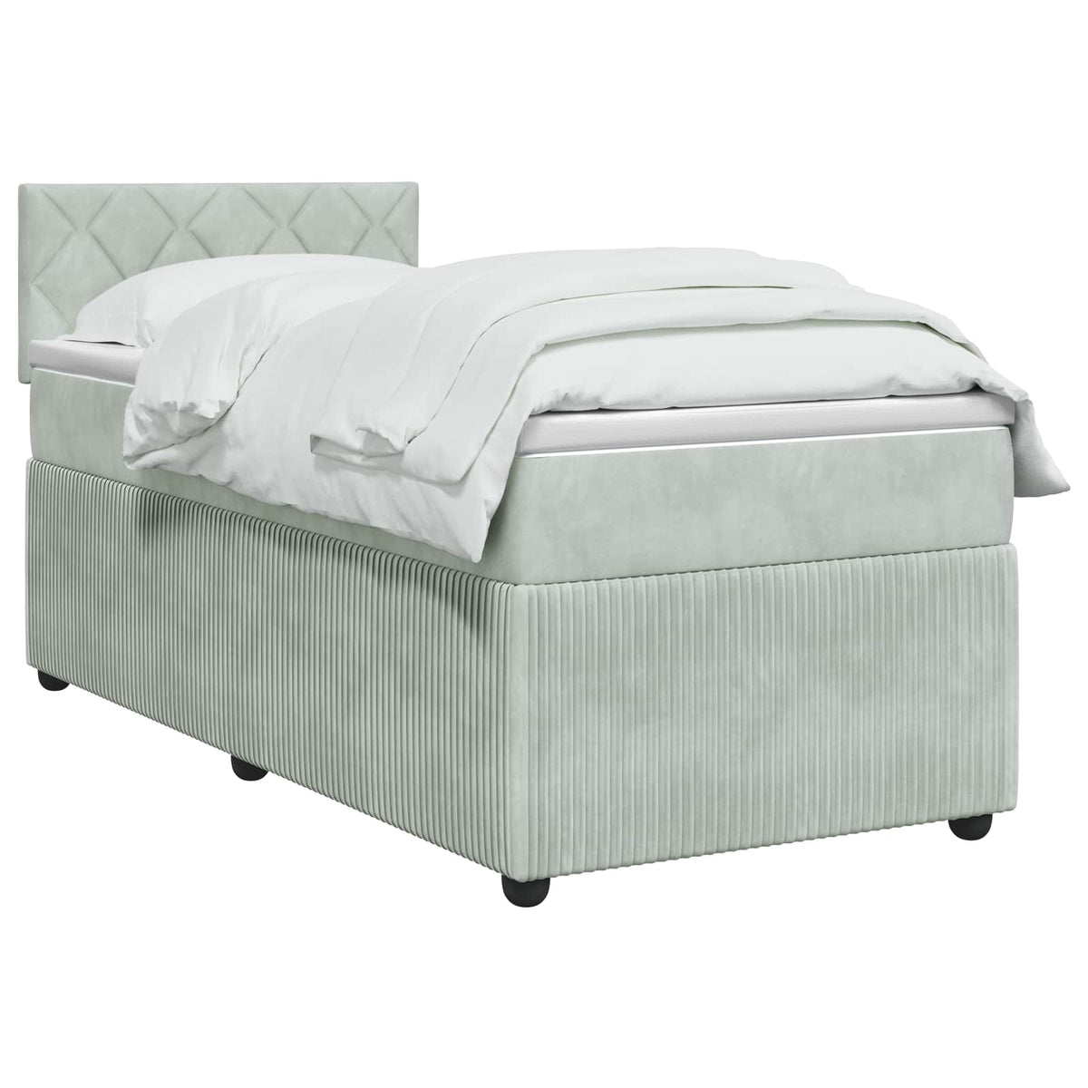 Boxspring krevet s madracem Svjetlosiva 90 x 190 cm Baršun