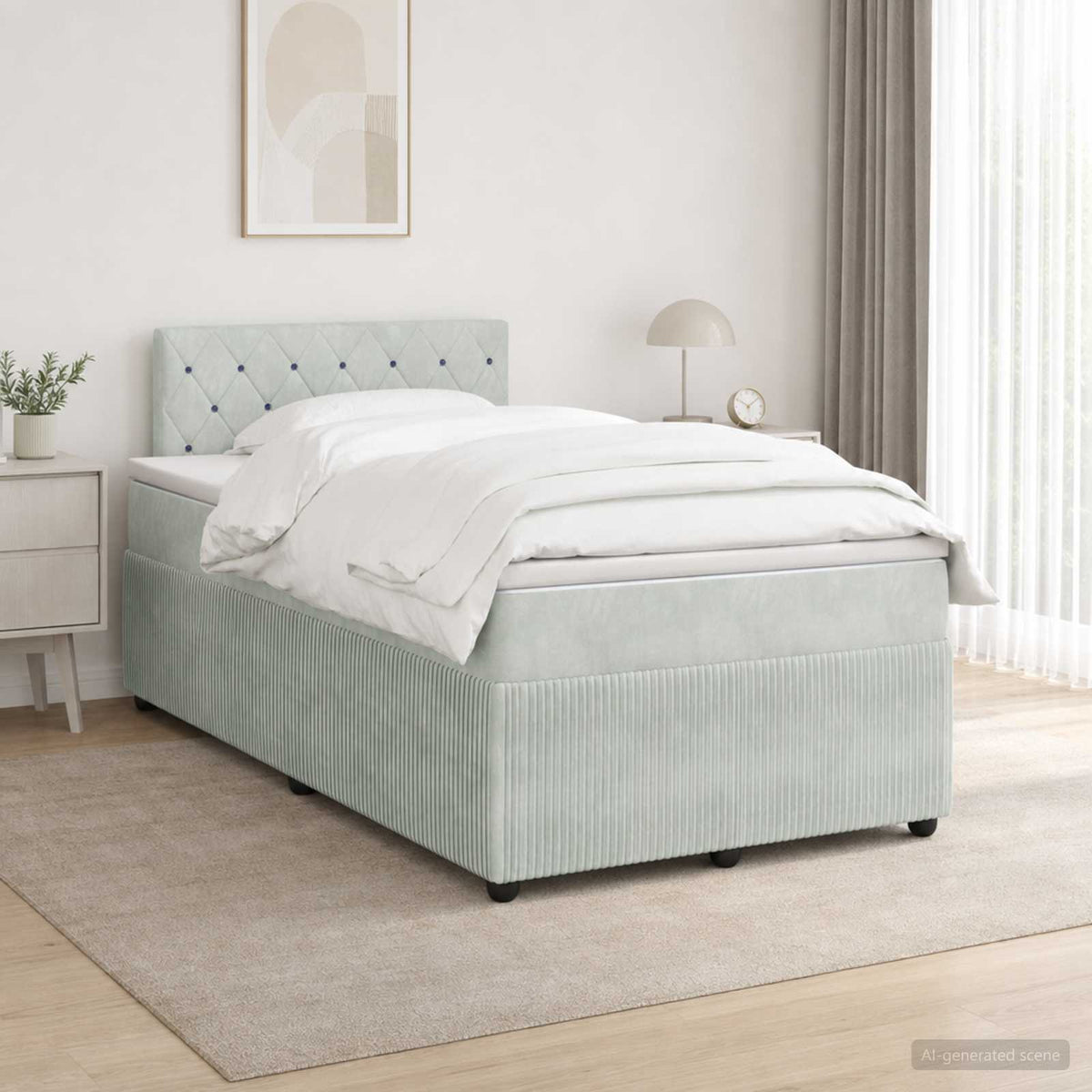 Boxspring krevet s madracem Svjetlosiva 120 x 190 cm Baršun