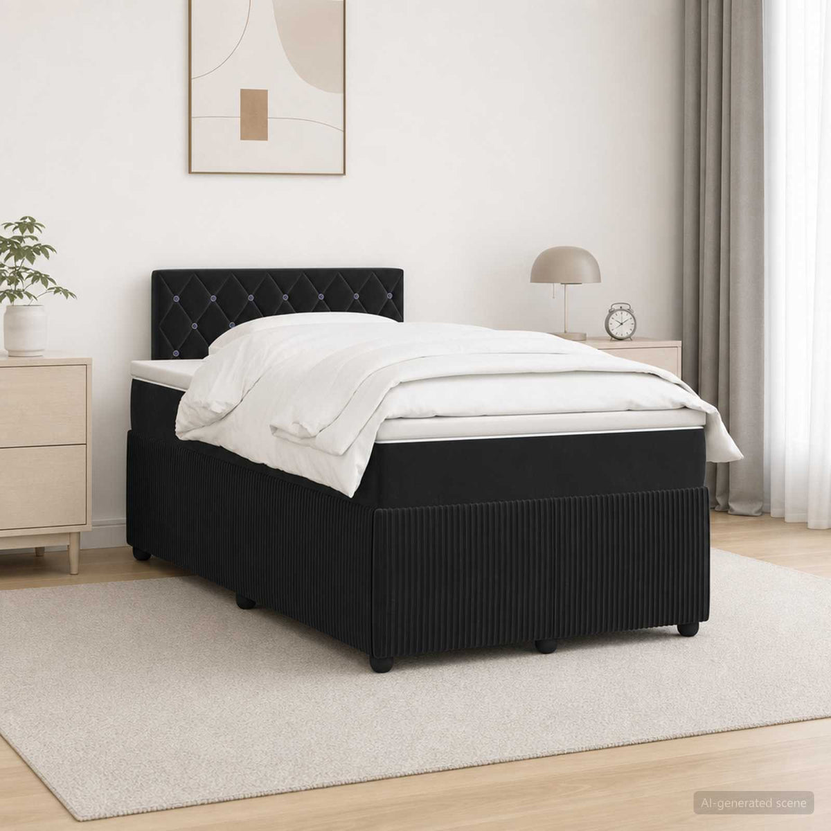 Boxspring krevet s madracem Crna 120 x 190 cm Baršun