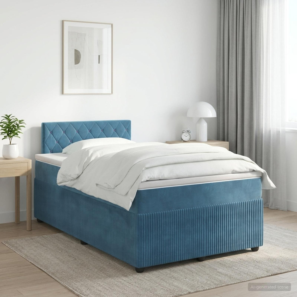 Boxspring krevet s madracem Tamno plava 120 x 200 cm Baršun