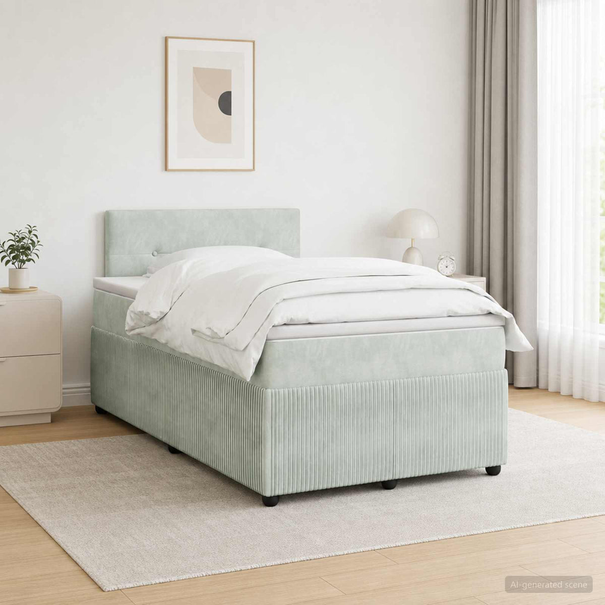 Boxspring krevet s madracem Svjetlosiva 120 x 190 cm Baršun