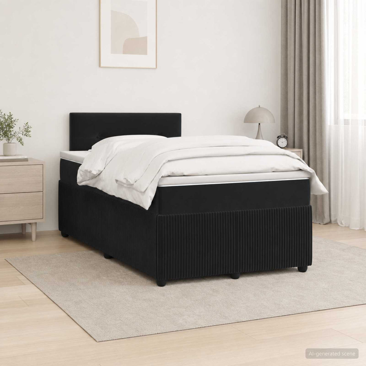 Boxspring krevet s madracem Crna 120 x 190 cm Baršun