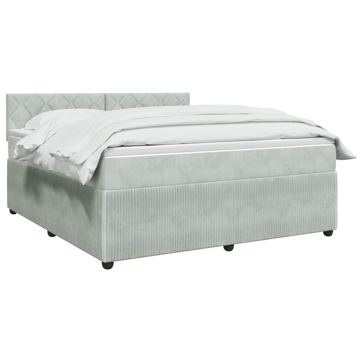 Boxspring krevet s madracem Svjetlosiva 140 x 190 cm Baršun Zelena