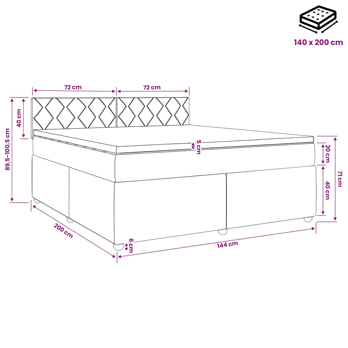 Boxspring krevet s madracem Tamnozelena 140 x 200 cm Baršun