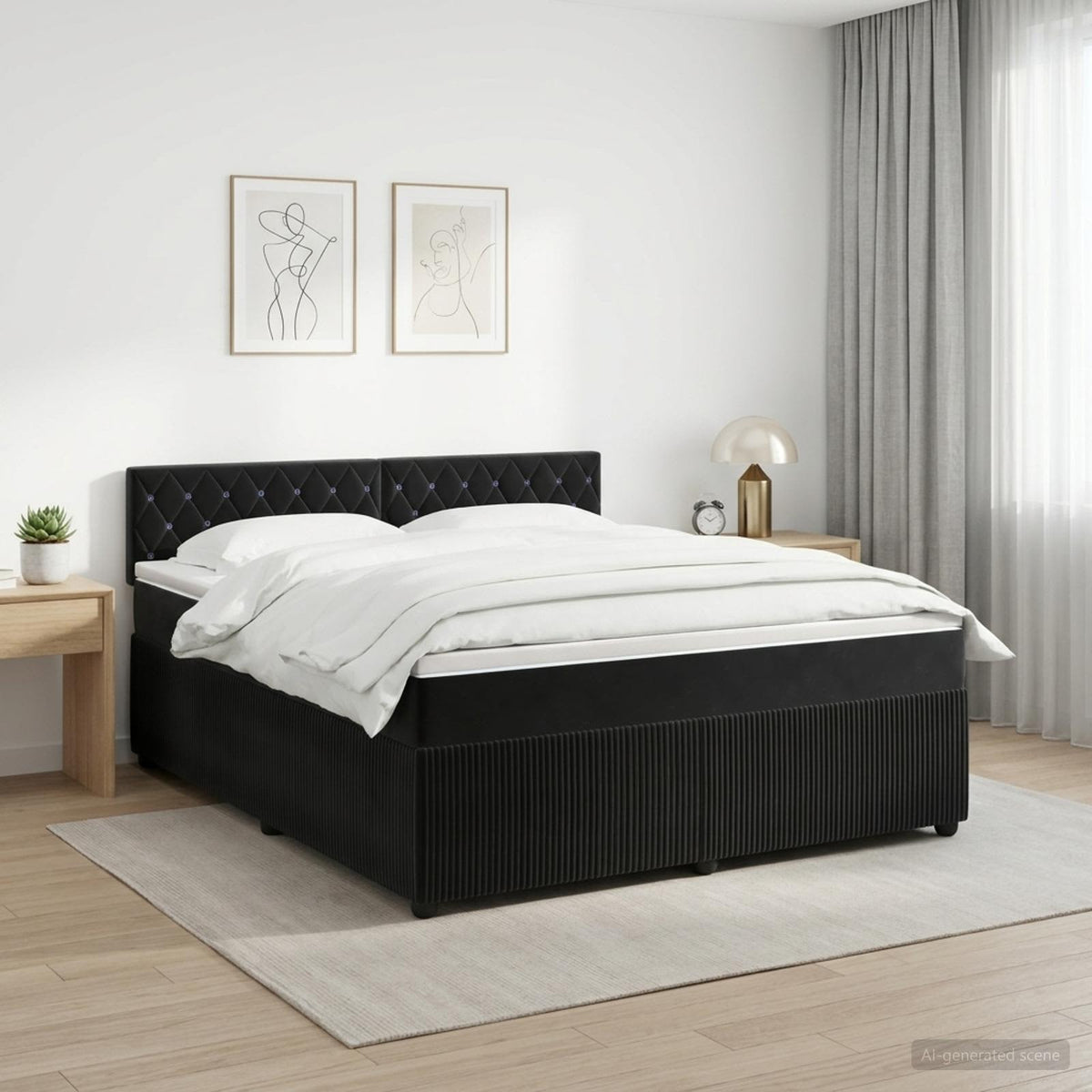 Boxspring krevet s madracem Crna 180 x 200 cm Baršun