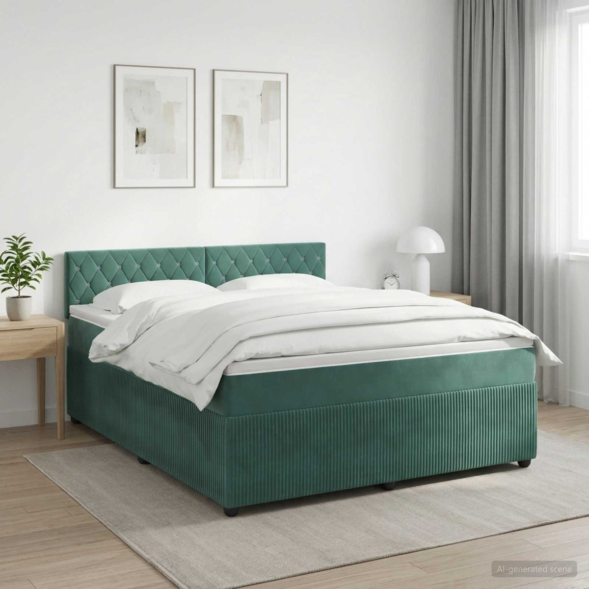 Boxspring krevet s madracem Tamnozelena 140 x 190 cm Baršun