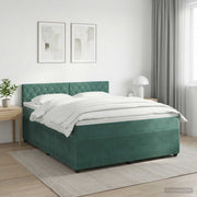 Boxspring krevet s madracem Tamnozelena 140 x 190 cm Baršun