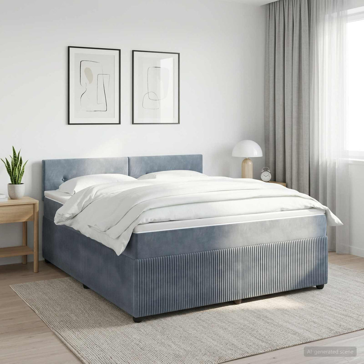 Boxspring krevet s madracem Tamnosiva 160 x 200 cm Baršun