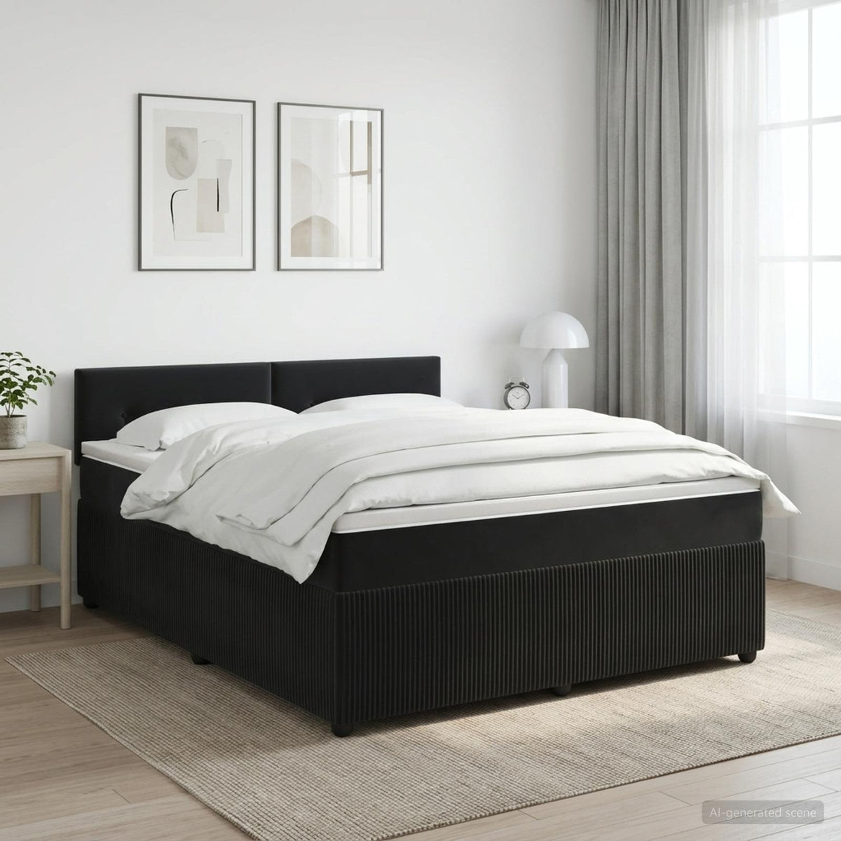 Boxspring krevet s madracem Crna 140 x 190 cm Baršun