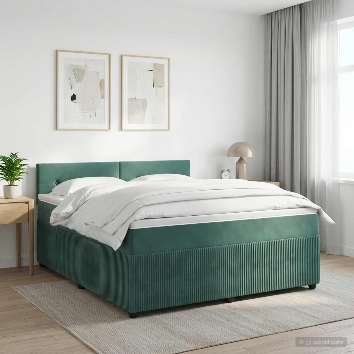 Boxspring krevet s madracem Tamnozelena 140 x 190 cm Baršun