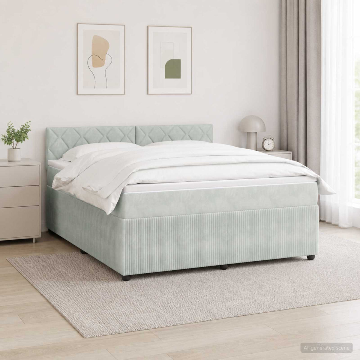 Boxspring krevet s madracem Svjetlosiva 140 x 190 cm Baršun