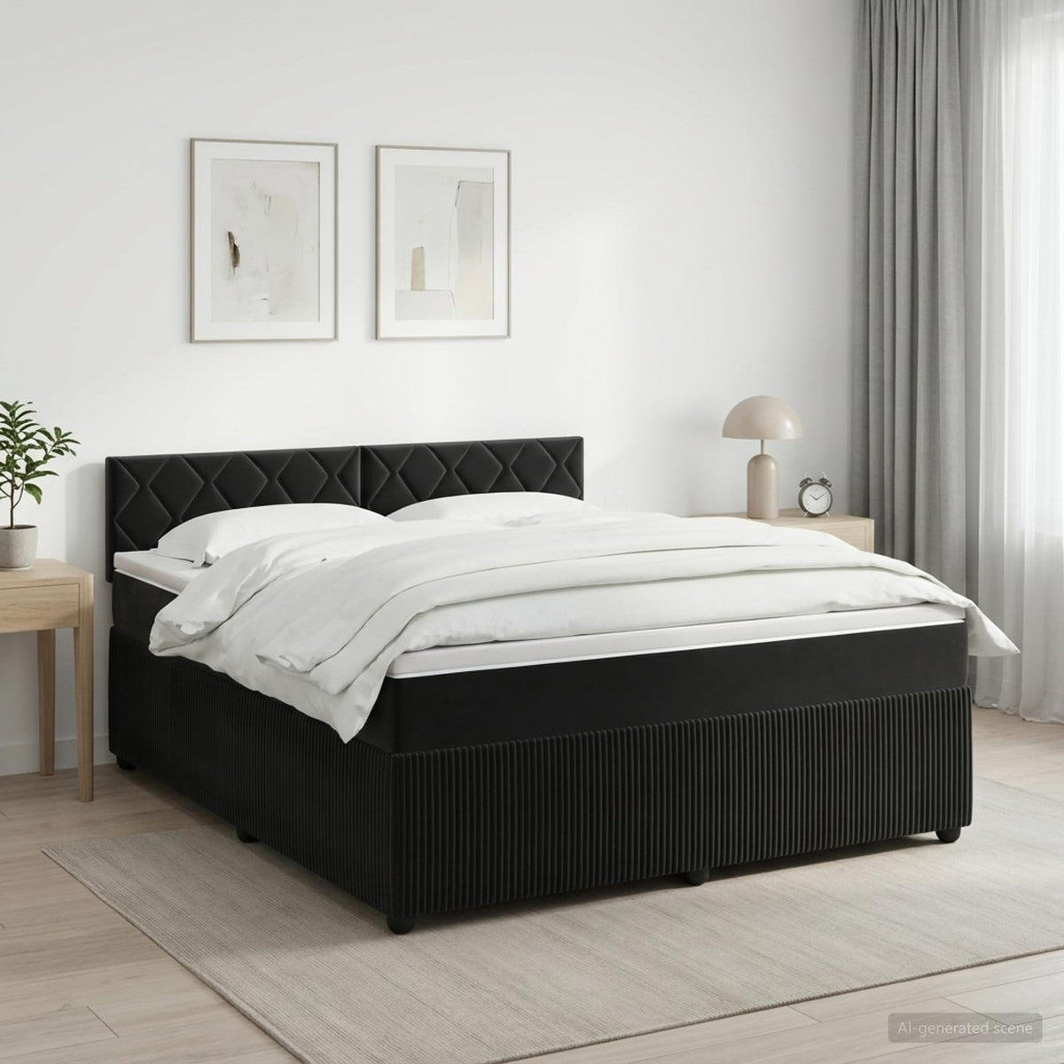 Boxspring krevet s madracem Crna 180 x 200 cm Baršun