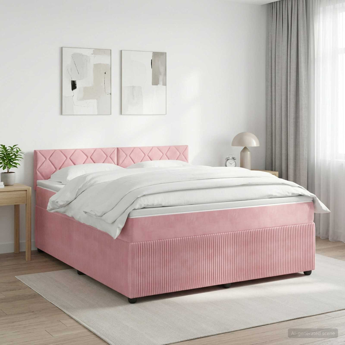 Boxspring krevet s madracem Ružičasta 140 x 200 cm Baršun