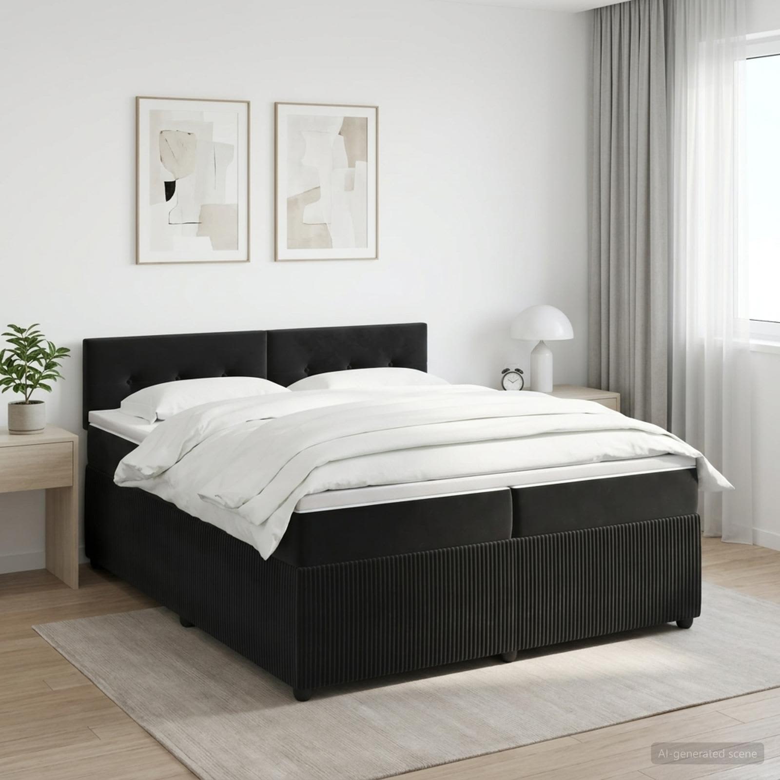 Boxspring krevet s madracem Crna 200 x 200 cm Baršun