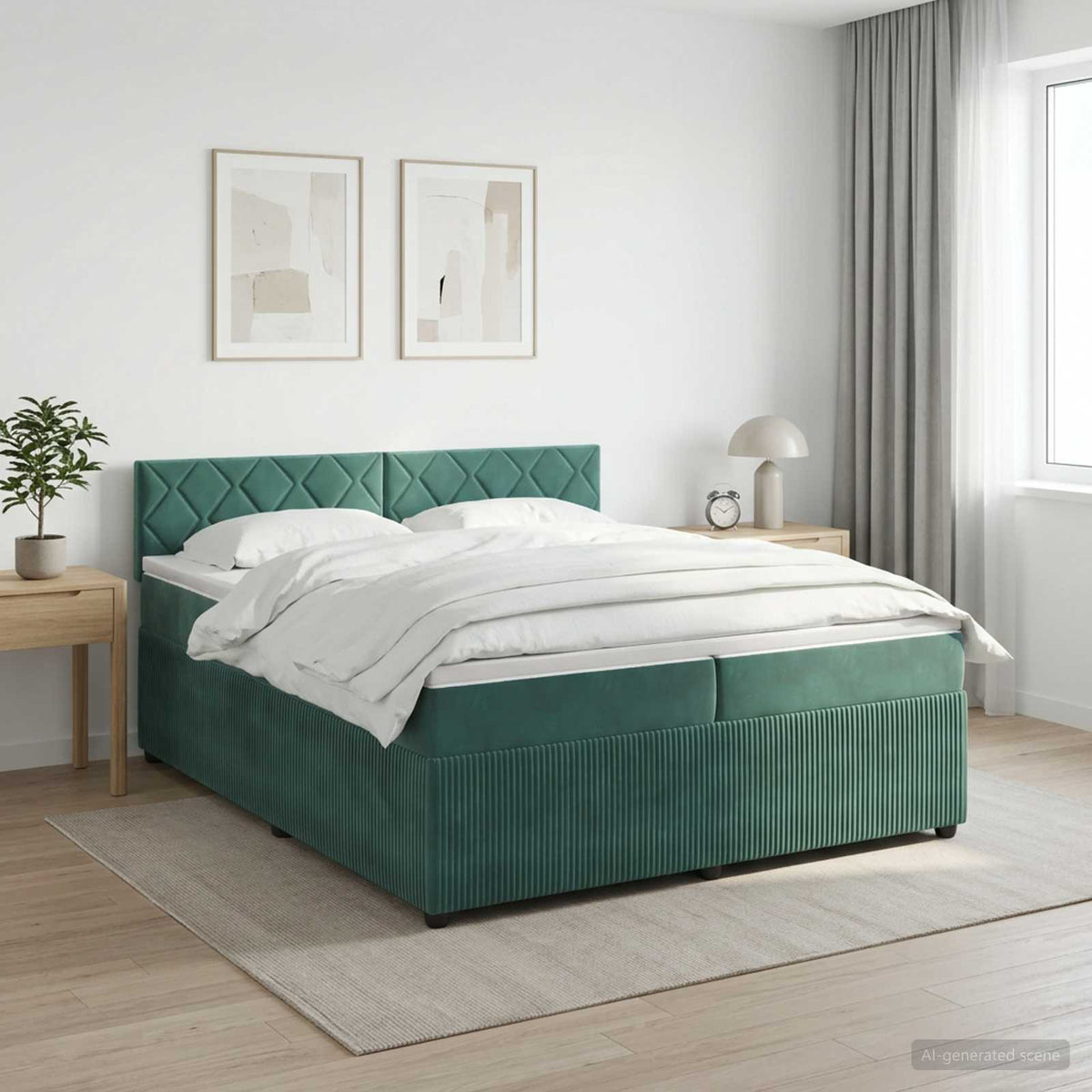 Boxspring krevet s madracem Tamnozelena 200 x 200 cm Baršun