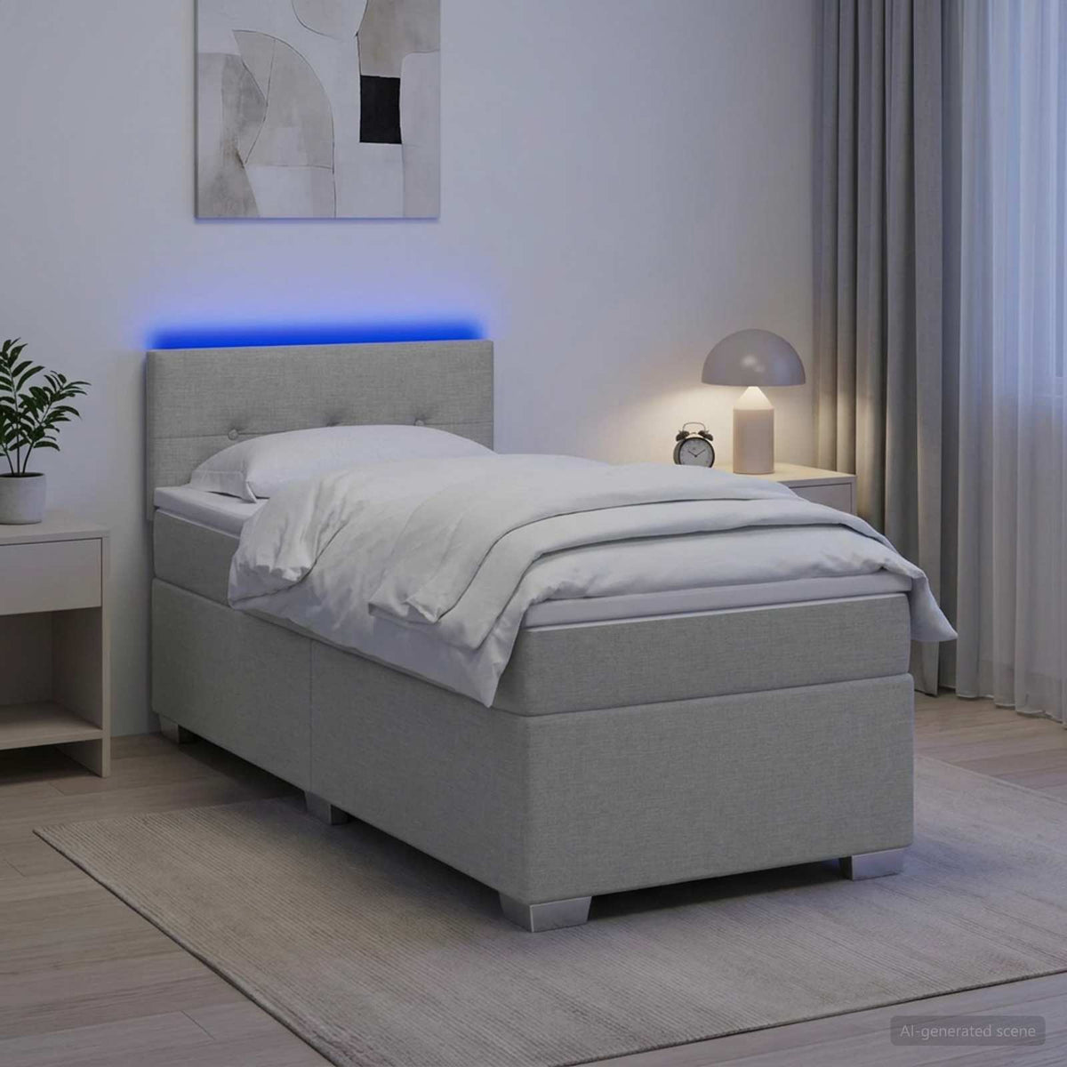 Krevet s box springom, madracem i LED-om 90 x 190 cm