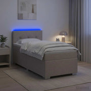 Krevet s box springom, madracem i LED-om Sivosmeđa 90 x 200 cm