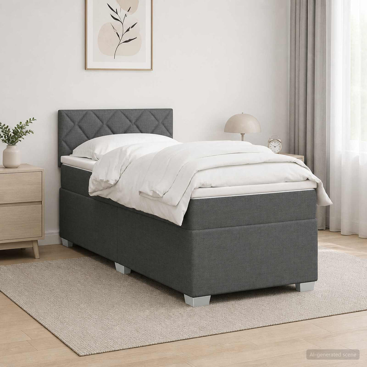 Krevet s box springom, madracem i LED-om Tamnosiva 90 x 200 cm