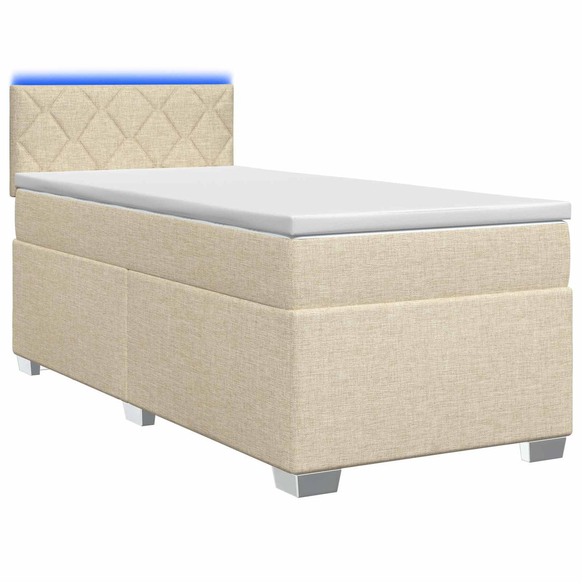 Krevet s box springom, madracem i LED-om Krem 100 x 200 cm
