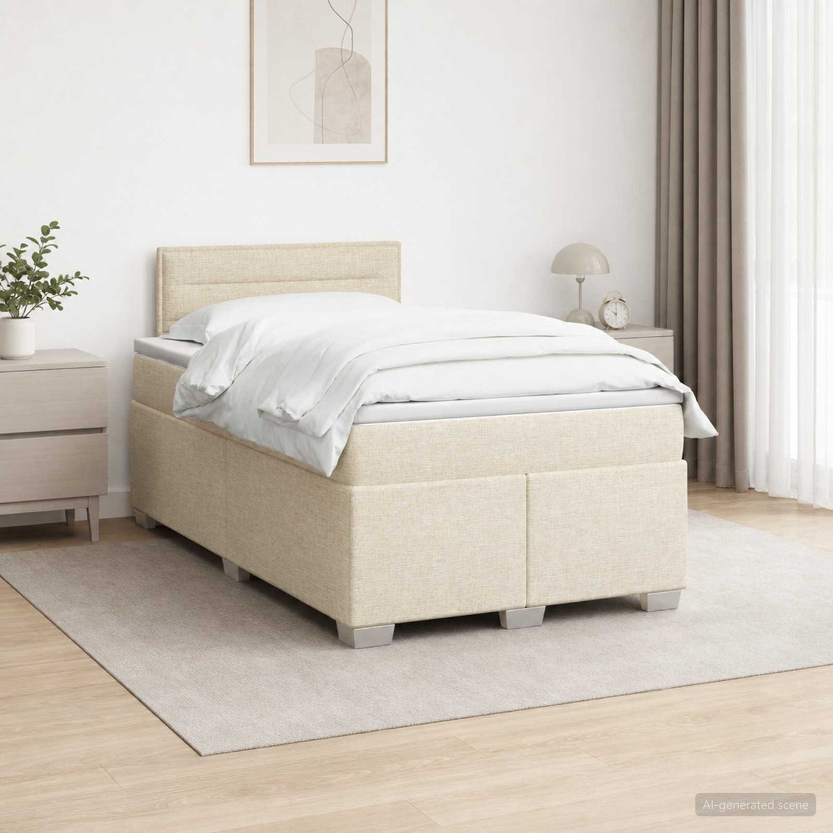 Krevet s box springom, madracem i LED-om Krem 120 x 200 cm