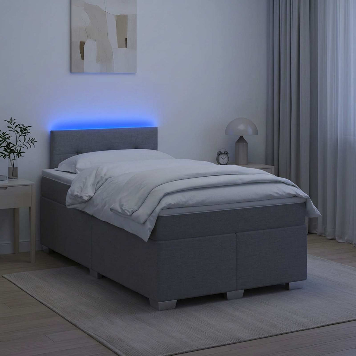 Krevet s box springom, madracem i LED-om 90 x 190 cm
