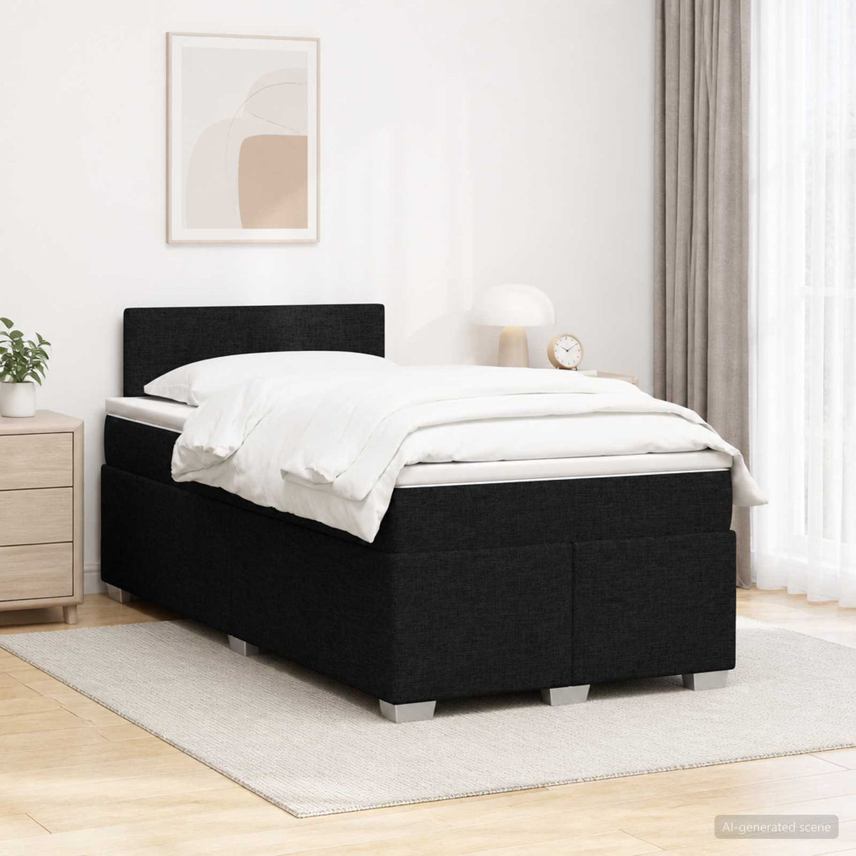 Krevet s box springom, madracem i LED-om Crna 120 x 200 cm