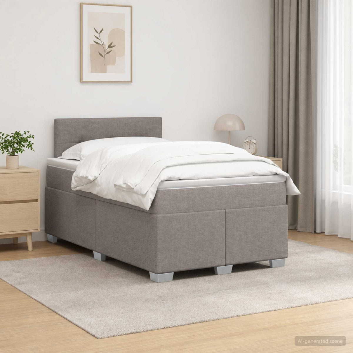 Krevet s box springom, madracem i LED-om Sivosmeđa 120 x 190 cm
