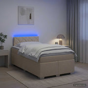 Krevet s box springom, madracem i LED-om Krem 120 x 190 cm