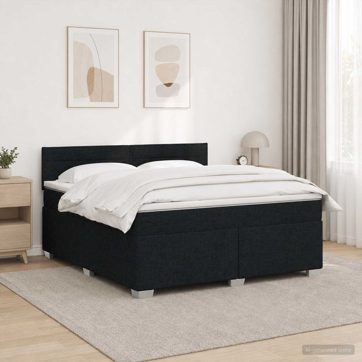 Krevet s box springom, madracem i LED-om Crna 140 x 200 cm