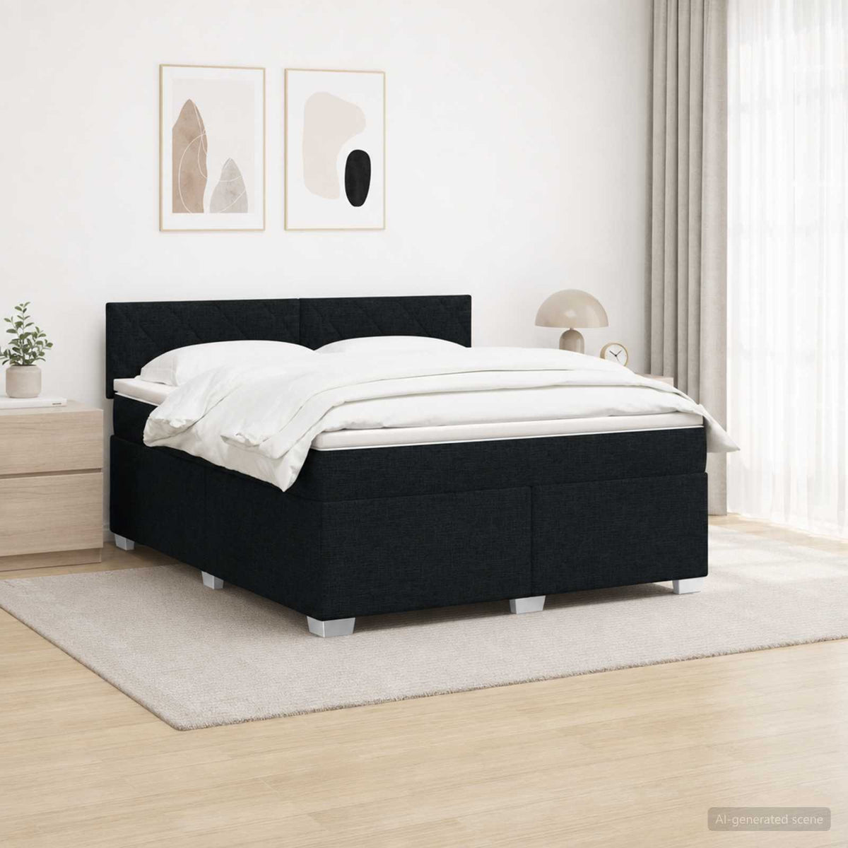 Krevet s box springom, madracem i LED-om Crna 160 x 200 cm